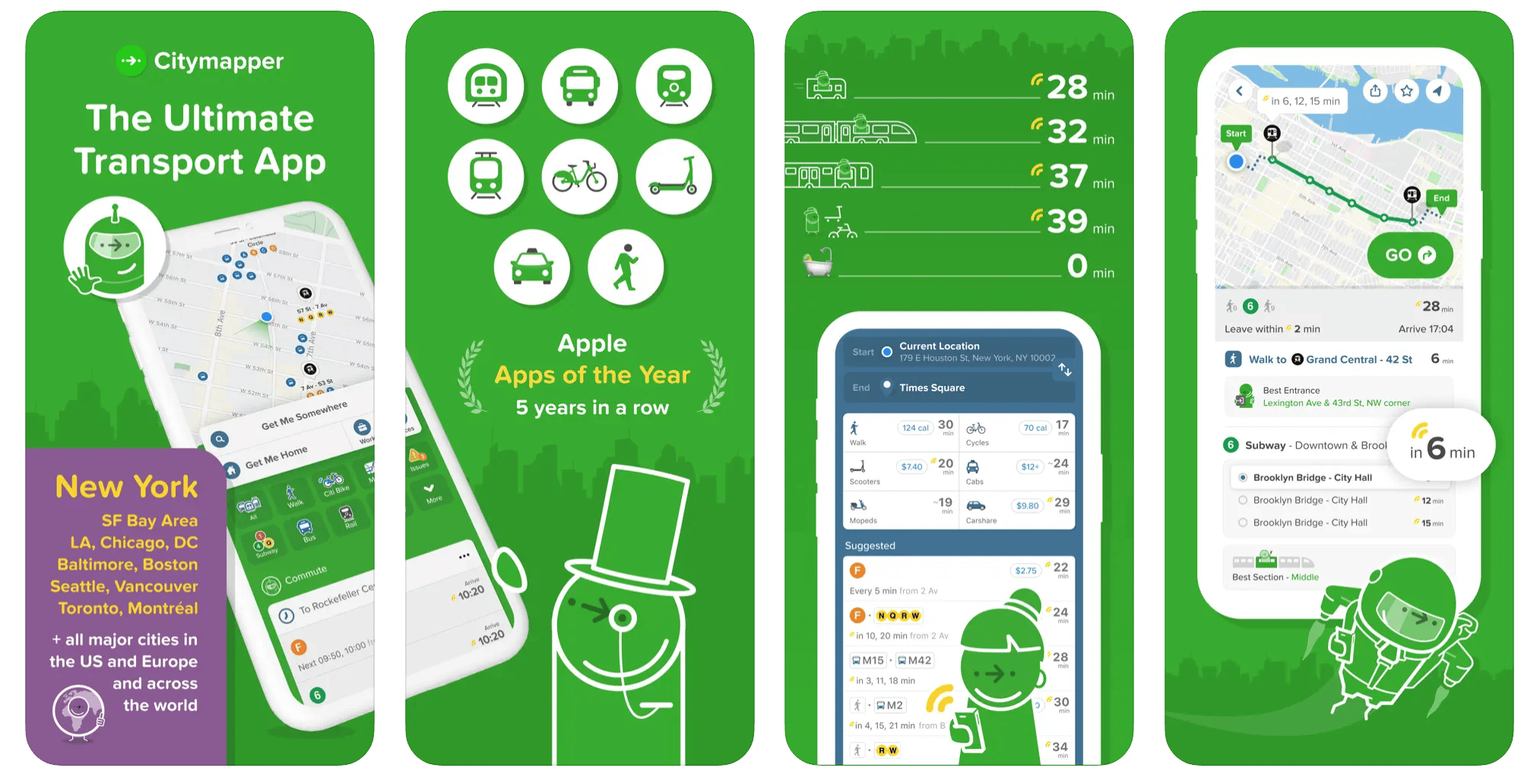 Applications de voyage dont Citymapper